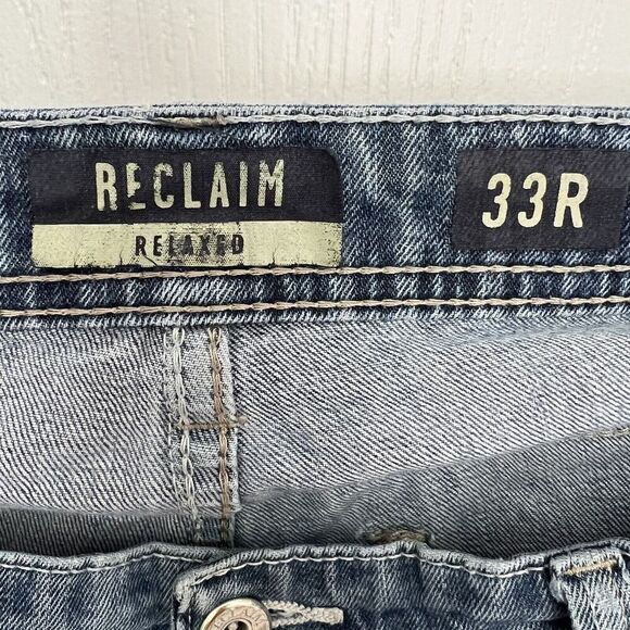 Reclaim Buckle Men’s Relaxed Jeans Size 33 R Regular Light Wash Distressed - Picture 10 of 10